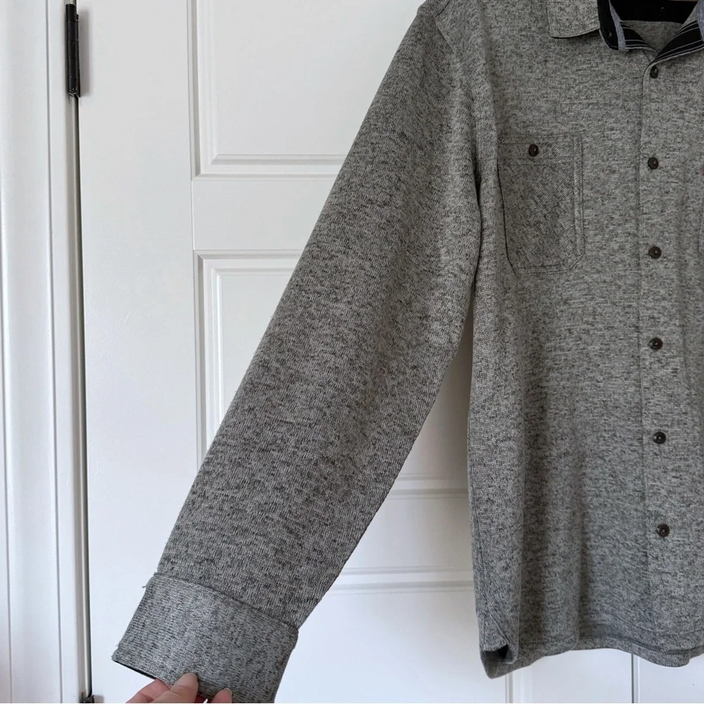 Levis Fleece Lined Button Up Shirt Mens XL Gray Black Shacket Workwear Western
